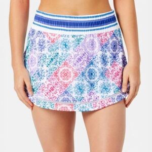 Lucky In Love NWOT Blue, Pink Green Floral Eyelet Tennis Skort Skirt Size L (12)